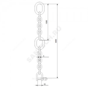 Цепь подъемная с карабином сталь нерж L=4 м Grundfos 98989666