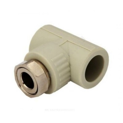 Тройник PP-R комбинированный серый с накидной гайкой Дн 25х1" RTP (РосТурПласт) 15838