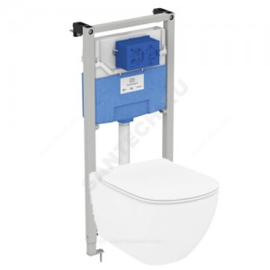 Комплект 3 в 1 TESI AquaBlade унитаз подвесной + инсталляция без кнопки смыва + сиденье дюропласт микролифт Ideal Standard T3868V1.