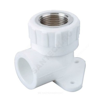 Угольник PP-R комбинированный белый ВР Дн 20х3/4" с креплением RTP (РосТурПласт) 15104