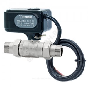 Кран шаровой латунь никель MBA122 Ду 15 Ру32 НР полнопроходной с эл/прив 220В с переходниками Esbe 43100700