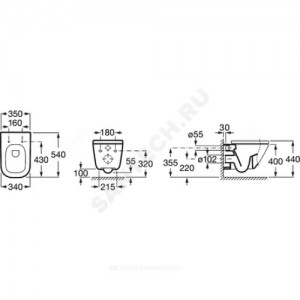 Комплект 4 в 1 The Gap унитаз подвесной + инсталляция + кнопка смыва + сиденье дюропласт микролифт Roca 893104100
