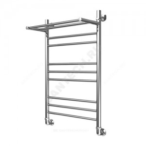 Полотенцесушитель водяной нерж сталь Лесенка Ду 25 (1") НР с полочкой 600х600мм 9П нижнее подключение в/к соединитель (1"х3/4") Элит-Классик Элит-Металл В-36-13