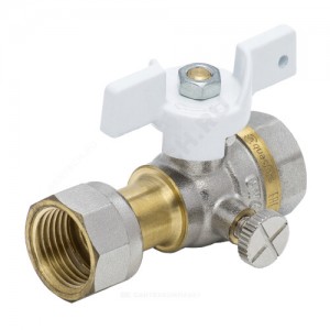 Кран для манометра 3-ходовой латунь 1124 никель Ду 15 Ру40 ВР/нак. гайка G1/2" Aquasfera 1124-02