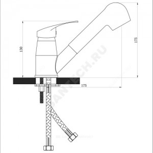 Смеситель для кухонной мойки серия Дача В-серия одноручный излив с выдвижной лейкой Славен СЛ-ОД-В23