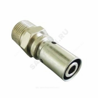 Муфта МП бронза/нерж хром пресс Дн 20х2,5х1/2" НР Cofit P Oventrop 1512065