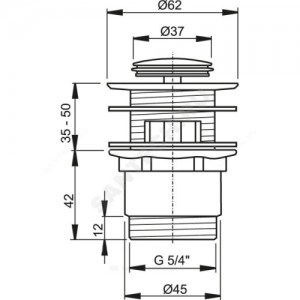 Клапан донный для умывальника латунь 1 1/4" с переливом, хром слив "клик-клак", пробка D=37мм Alca Plast A39