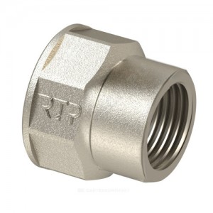 Муфта латунь никель переходная Ду 15х10 (1/2"х3/8") ВР RTP (РосТурПласт) 25170