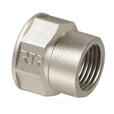 Муфта латунь никель переходная Ду 25х15 (1"х1/2") ВР RTP (РосТурПласт) 25172