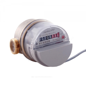 Счётчик г/в и х/в крыльчатый одноструйный Ду 15 Ру16 90С L=80мм резьба импульсный с обратным клапаном В/К 1,5 м3/ч Пульсар Тепловодохран H00016119