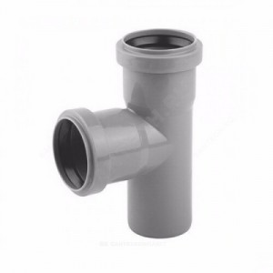 Тройник PP-H серый Дн 50х50х87гр б/нап в/к Политэк 205087