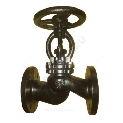 Клапан запорный чугун 15кч16нж Ду 50 Ру25 Тмакс=200 оС фл Китай