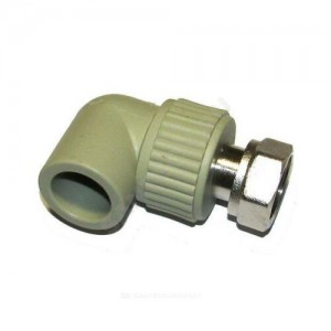 Угольник PP-R комбинированный серый с накидной гайкой Дн 20х1/2" RTP (РосТурПласт) 15829