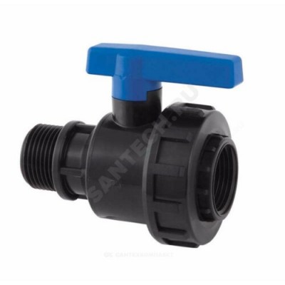 Кран шаровой компрессионный НР/ВР 1/2"x1/2" Ру10 RTP (РосТурПласт) 18377