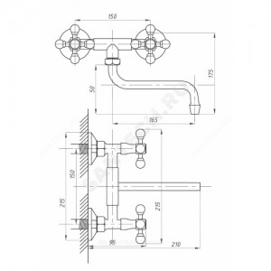 Смеситель для кухонной мойки ПСМ-108-К/89 двуручный Профсан