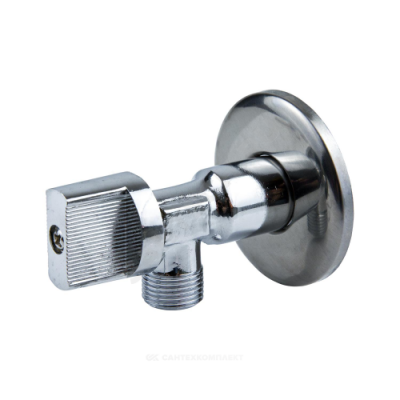 Кран шаровой латунный бытовой хром угловой 1043 G1/2"х3/8" Ру10 НР редуцированный бабочка Aquasfera 1043-01