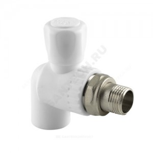 Кран PP-R шаровой белый НР Дн 20х1/2" угловой для радиатора RTP (РосТурПласт) 10585