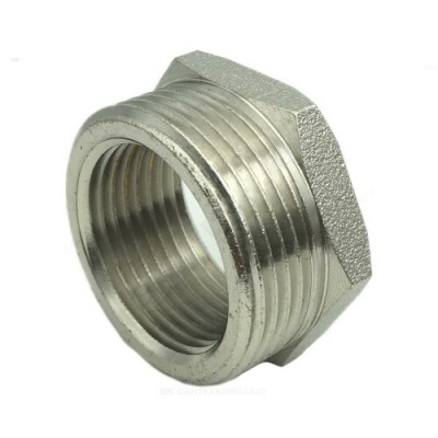 Футорка латунь никель Ду 40х20 (1 1/2"х3/4") НР/ВР Китай