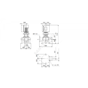 Насос ин-лайн с сухим ротором TPE 200-160/4 A-F-A-BQQE PN16 3х380-480В/50 Гц Grundfos 97927479