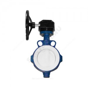 Затвор дисковый поворотный чугун VP4449R-08PTFE Ду 300 Ру10 межфл с редуктором диск нерж манжета PTFE Tecofi VP4449R-08PTFE0300