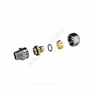 Муфта МП латунь хром Дн 16х2,0х1/2" НР R187M Giacomini R187MX048