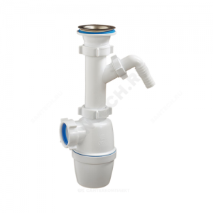 Сифон для умывальника/мойки бутылочный 1 1/2"x40 с отводом (штуцером) выпуск с нержавеющей решёткой D=70мм Орио А-4005