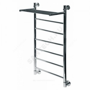 Полотенцесушитель водяной нерж сталь Лесенка Ду 25 (1") НР с полочкой 600х600мм 5П нижнее подключение в/к соединитель (1"х3/4") Классик Элит-Металл В-37-13