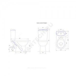 Унитаз-компакт Комфорт синий декор нижний подвод косой выпуск 2/реж полипропилен Rosa (Кировская керамика)