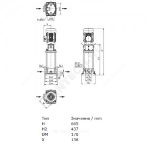 Насос многоступенчатый вертикальный HELIX FIRST V 605-5/16/E/S/400-50 PN16 3х400В/50 Гц Wilo 4201134