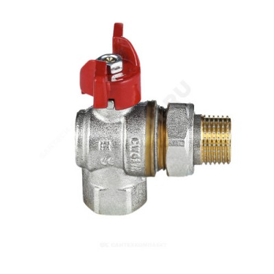 Кран шаровой латунь никель угловой 1011 Euro Ду 20 Ру30 ВР/"американка" полнопроходной бабочка Aquasfera 1011-02