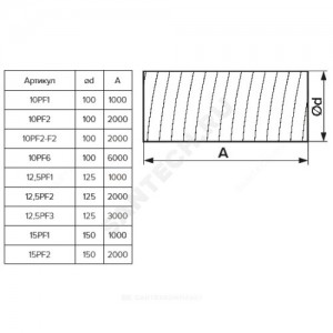 Воздуховод гибкий D125 L=1000мм армированный ПВХ Эра 12,5PF1