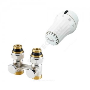 Комплект для ниж/п радиатора термостатический RLV-KS/RAE жид/нап для двухтр Ду 15 Ру10 1/2"x3/4"ЕК прямой клипс RTR (RA) 8-28oC Danfoss 013G5141