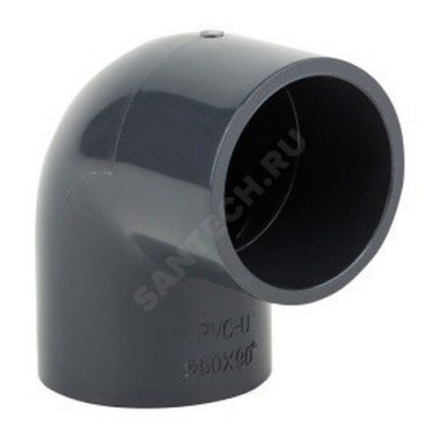 Отвод ПВХ серый под клеевое соед Дн 90х90гр Ру16 напорный Aquaviva ELW09090