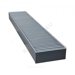 Конвектор внутрипольный Бриз рулонная решетка (втулки черные) анодированный алюминий шаг 12 мм с рамкой U - образный профиль подключение - универсальное КЗТО 300х140х2000 2то 5 Ал12