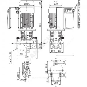 Насос ин-лайн с сухим ротором IL-E 100/150-15/2 PN16 3х400В/50 Гц с датчиком перепада давления Wilo 2153680