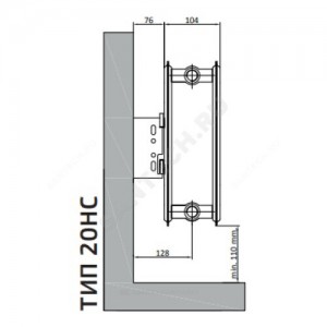 Радиатор стальной панельный Hygiene Compact HC тип 20 400х1000 Qну=1204 Вт бок/п гигиенический RAL 9016 (белый) Heaton Plus