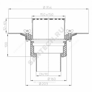 Воронка кровельная HL62B с вертикальным выпуском PP Дн 110 с трапом, теплоизоляцией, обжимным фланцем HL HL62B/1