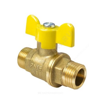 Кран шаровой латунь газ 11Б27фтМ Ду 15 Ру40 НР полнопроходной бабочка VALFEX VF.279.LB3.012