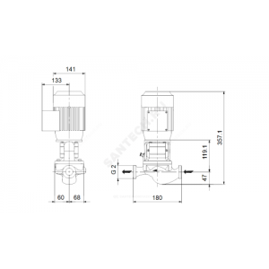 Насос ин-лайн с сухим ротором TP 32-90/2-A-O-A-BQQE PN10 1х220-240В/50 Гц Grundfos 98299122