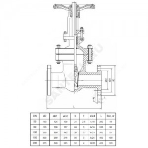 Задвижка клиновая сталь 30с15нж Ду 100 Ру40 фл Задвижка клиновая сталь 30с15нж Ду 100 Ру40 фл