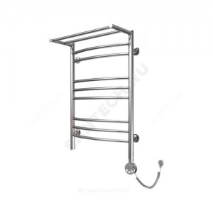 Полотенцесушитель электрический нерж сталь Лесенка с полочкой 600х800мм 11П ТЭН справа Элит-Классик Элит-Металл Э-35-14