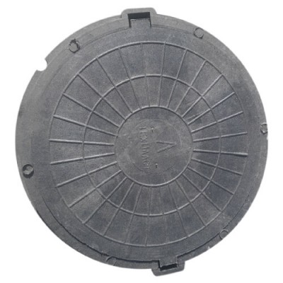 Люк полимер (легкий) черный круглый 750х630 h=90мм m=34кг 30кН ПП-630 ТехПласт