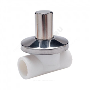 Клапан (вентиль) PP-R запорный белый хромированный внутренняя пайка Дн 20х90гр Ру25 RTP (РосТурПласт) 10539