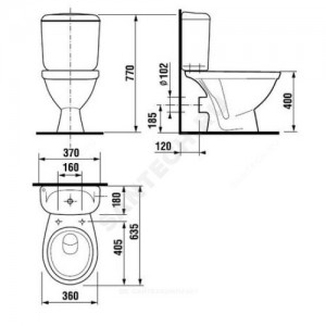 Унитаз-компакт Lyra белый нижний подвод горизонт/выпуск 2/реж без сиденья Jika 8.2423.6.000.242.9