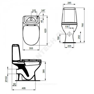 Унитаз-компакт SIRIUS ELEGANCE белый нижний подвод горизонт/выпуск 2/реж дюропласт Vidima W900361