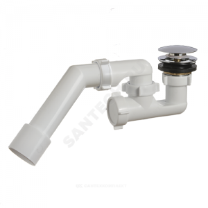 Сифон для поддона регулируемый 1 1/2"x40 с переходной трубкой 45гр. 40/50 слив клапан "клик-клак" (грибок), пробка D=70мм Орио А-25587