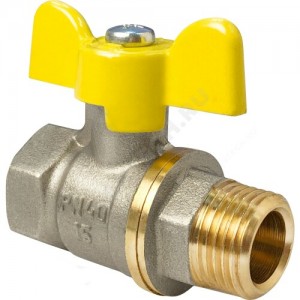 Кран шаровой латунь никель газ 11Б27фтМ Ду 15 Ру40 ВР/НР полнопроходной бабочка VALFEX VF.278.NB3.012