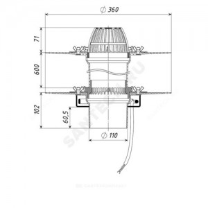 Воронка кровельная с вертикальным выпуском двухуровневая PP Дн 110 c листвоул с приж фл с дренаж кол с эл/под Татполимер ТП-09.100-Э