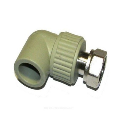 Угольник PP-R комбинированный серый с накидной гайкой Дн 25х3/4" VALFEX 10138025Г