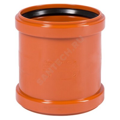 Муфта НПВХ двухраструбная коричневая Дн 125 б/нап соединительная в/к KGMM Ostendorf 221510